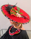 Toghu African Print Wide-Brim Church Hat