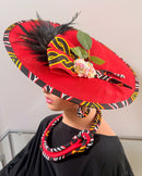 Toghu African Print Wide-Brim Church Hat