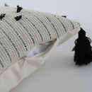 White Black Geometric Boho cushion cover with Tassels pillow cover - Afrilege