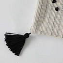 White Black Geometric Boho cushion cover with Tassels pillow cover - Afrilege