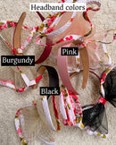 Floral fabric Trimmed Mesh Fascinator Headband