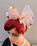 Floral fabric Trimmed Mesh Fascinator Headband