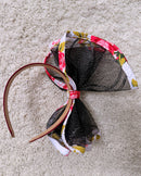 Floral fabric Trimmed Mesh Fascinator Headband