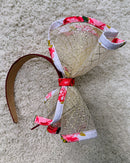 Floral fabric Trimmed Mesh Fascinator Headband