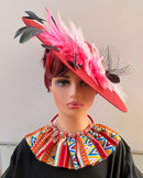 Women's Burgundy Wide Brim Church Hat