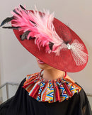 Women's Burgundy Wide Brim Church Hat