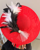 Women's Red Wide Brim Church Hat