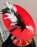 Women's Red Wide Brim Church Hat