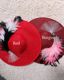 Women's Red Wide Brim Church Hat