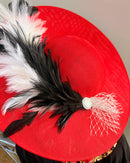 Women's Red Wide Brim Church Hat