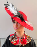 Women's Red Wide Brim Church Hat