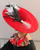 Women's Red Wide Brim Church Hat