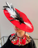 Women's Red Wide Brim Church Hat