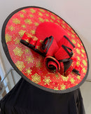 Women's Red and Gold Christmas Church Hat
