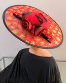 Women's Red and Gold Christmas Church Hat