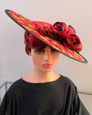 Women's Red and Gold Christmas Church Hat