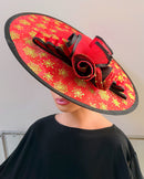 Women's Red and Gold Christmas Church Hat
