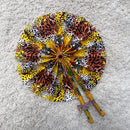 African Print Circle Foldable Handheld Fan - Yellow / Orange - Afrilege