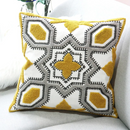 Embroidery Geometric Boho Decorative pillow covers - Gray / Yellow - Afrilege