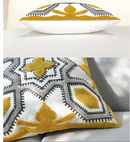 Embroidery Geometric Boho Decorative pillow covers - Gray / Yellow - Afrilege