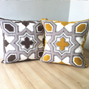 Embroidery Geometric Boho Decorative pillow covers - Gray / Yellow - Afrilege