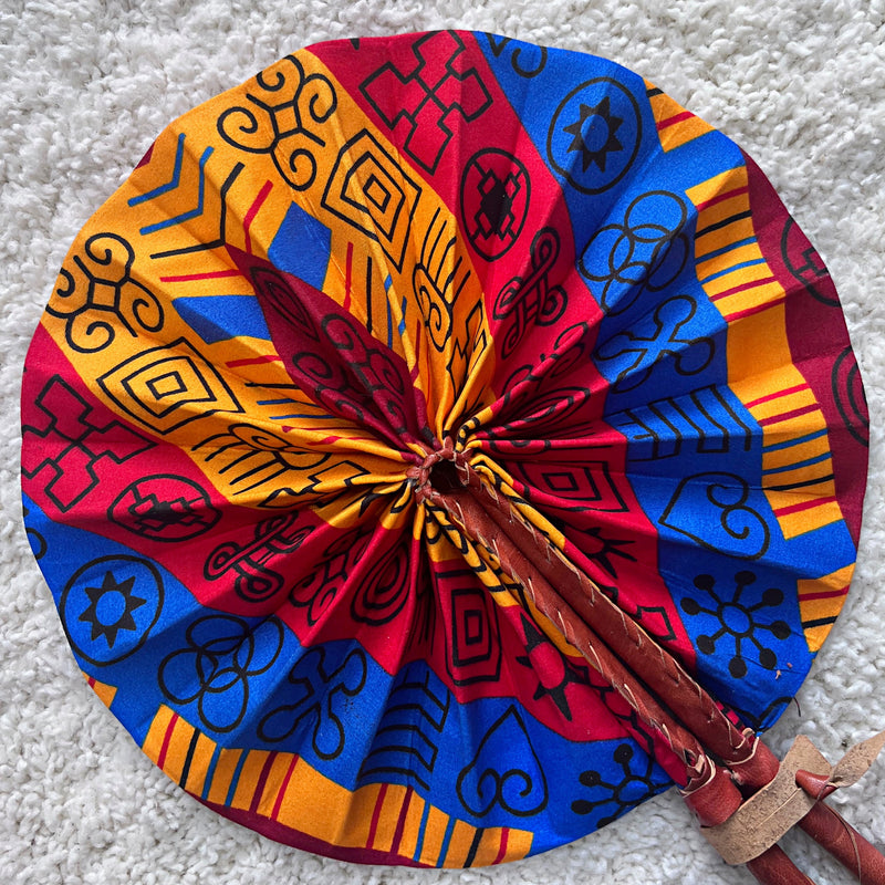 African Print Circle Foldable Handheld Fan - Afrilege