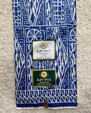 Bamileke Ndop Patterns African Wax Print Fabric (Ankara) - Blue / White - Afrilege