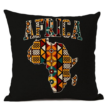 African Map Pillow Cover - Black / Multicolor - Afrilege