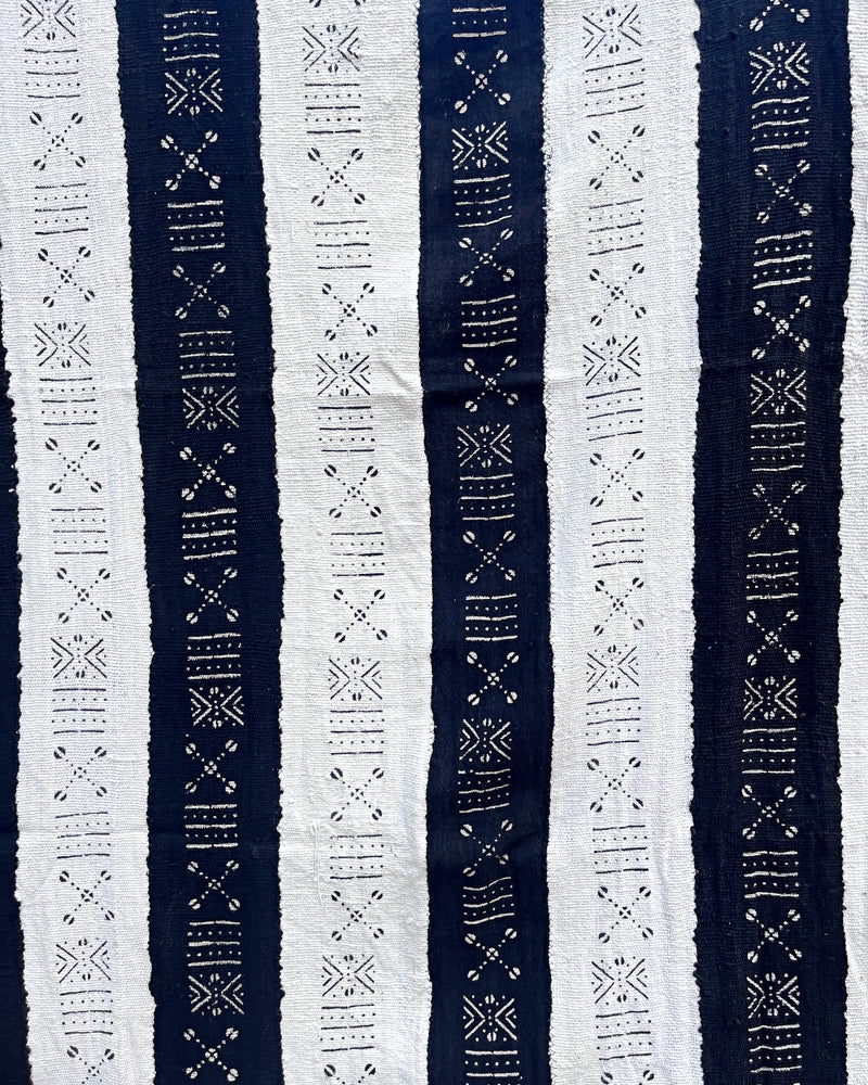 African Mudcloth Handmade Fabric - White / Black