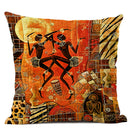 African Life Oil Portrait Pillow Cover - Orange / Multicolor - Afrilege