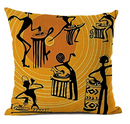African Life Portrait Pillow Cover - Yellow / Orange / Black