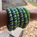 Adama Green African Print Small Bangle Bracelets - Afrilege