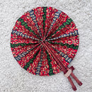 African Print Circle Foldable Handheld Fan - Red / Green - Afrilege