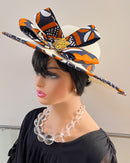 Cowria African Print Straw Church Sun Hat - Off-white/ Brown - Afrilege