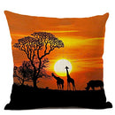 African Safari sunset Pillow Cover - Dark / Multicolor - Afrilege