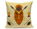African Mask Decorative Pillow Cover - Multicolor - Afrilege
