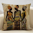 African Women Portrait Pillow Cover - Orange / Multicolor - Afrilege