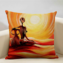 African Life Oil Portrait Pillow Cover - Orange / Multicolor - Afrilege