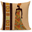African Woman Portrait Pillow Cover - Orange / Multicolor - Afrilege