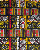 African Wax Print Fabric (Ankara) - Black / Red / Yellow - Afrilege