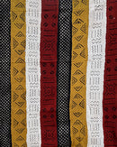 Multi-Colored Strips African Mudcloth Handmade Fabric- Yellow / White/ Rust/ Black - Afrilege