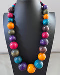 Colorful wooden beads necklace - Afrilege