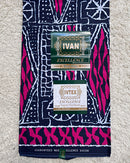 Bamileke Ndop pattern African Wax Print Fabric - Blue / Pink - Afrilege