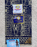 Bamileke Ndop pattern African Wax Print Fabric - Navy Blue / Beige - Afrilege