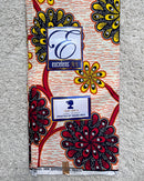 African Wax Print Fabric (Ankara) - Beige / Red / Yellow - Afrilege