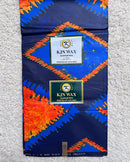 African Wax Print Tie Dye Fabric ( Ankara) - Blue / Orange - Afrilege