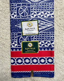 Bamileke Ndop Patterns African Wax Print Fabric (Ankara) - Blue / White / Red - Afrilege