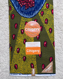 African Wax Print Fabric by The Yard - Lime Green / Red - Afrilege