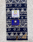 African Wax Print Fabric (Ankara) - Navy Blue / Beige - Afrilege