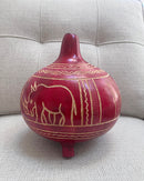 Red Hand-carved African Gourd Calabash - Afrilege